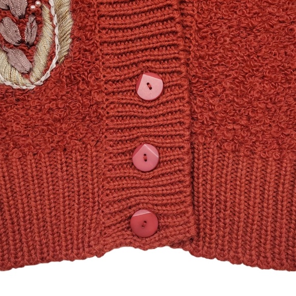 Viole Elegance Womens Vintage Burnt Red Orange Boucle Knit Sweater Vest Size M - Picture 5 of 9